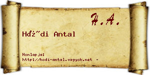 Hódi Antal névjegykártya
